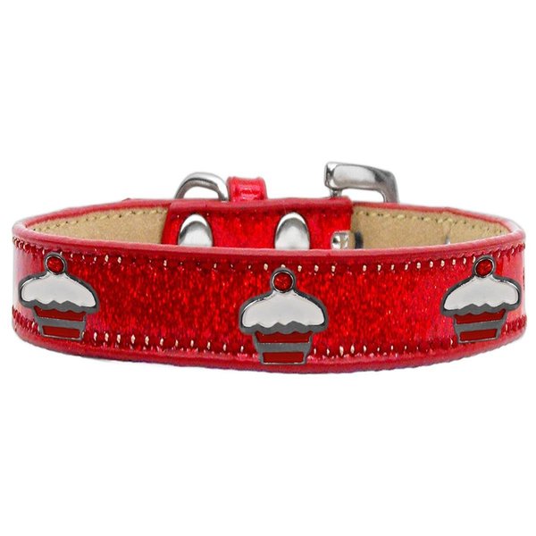 Mirage Pet Products Red Cupcake Widget Dog CollarRed Ice Cream Size 12 633-27 RD12